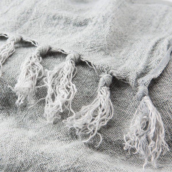 Jaipur Living Jaipur Living Lisabet Linen Throw Blanket with Knotted Fringe for Farmhouse Decor Gray THR100188