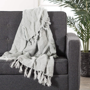 Jaipur Living Jaipur Living Lisabet Linen Throw Blanket with Knotted Fringe for Farmhouse Decor Gray THR100188