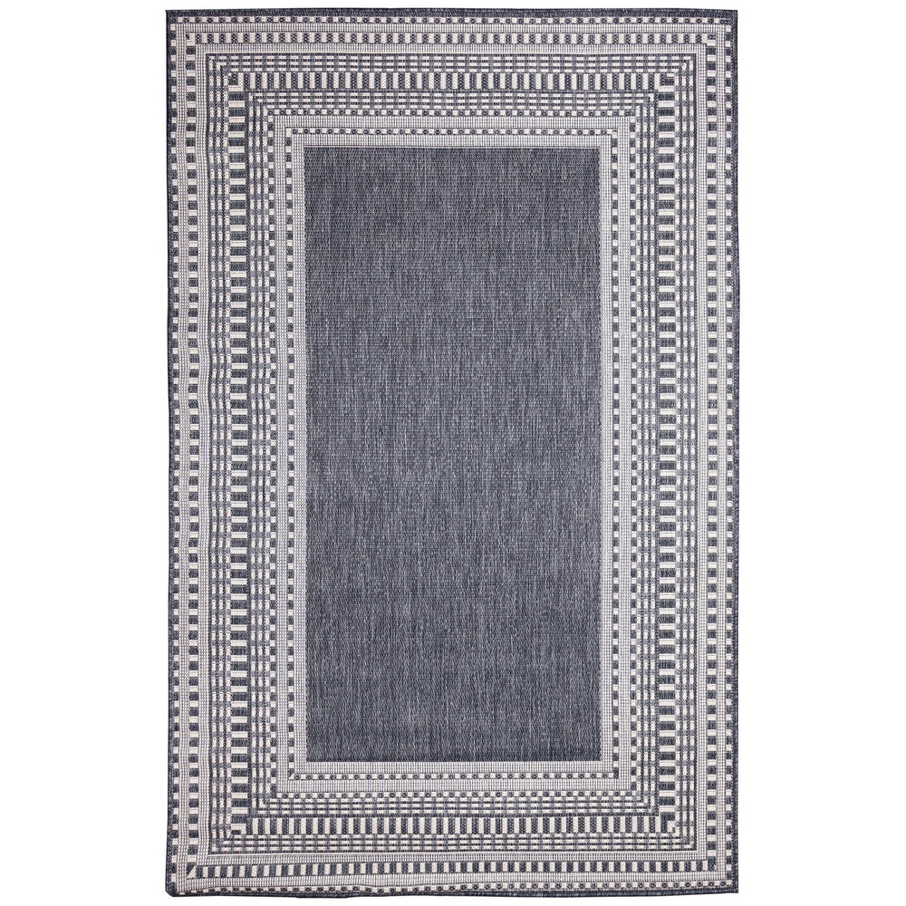 Trans Ocean Liora Manne Malibu Etched Border Indoor/Outdoor Area Rug - Stylish, Durable, And Weather-resistant Navy Polypropylene,Polyester Mau45822833