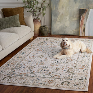 Safavieh Maven Timeless Ivory & Light Blue Traditional Square Rug — Low-Profile, Stain-Resistant Luxury Decor 6'-7" x 6'-7" MAV772A-7SQ