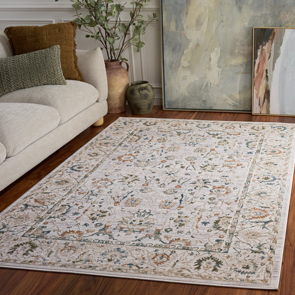 Safavieh Maven Timeless Ivory & Light Blue Traditional Square Rug — Low-Profile, Stain-Resistant Luxury Decor 6'-7" x 6'-7" MAV772A-7SQ