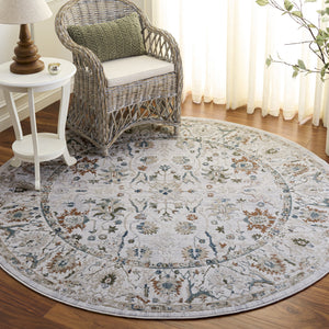 Safavieh Maven Round Ivory And Light Blue Area Rug — Power-Loomed Turkish Traditional Pattern, Durable Low-Profile 6'-7" x 6'-7" MAV772A-7R