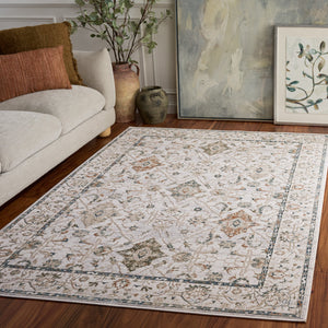 Safavieh Maven Ivory Area Rug With Blue & Rust Accents — Power-Loomed Turkish Design, Durable Soft Pile 4'-0" x 6'-0" MAV774A-4