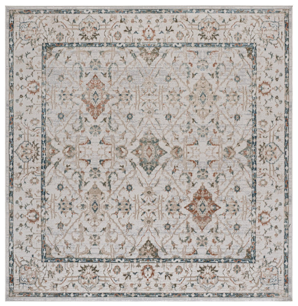 Safavieh Maven Timeless Ivory And Blue-Rust Area Rug — Turkish Power-Loomed Durability, Low-Profile 3/8" 6'-7" x 6'-7" MAV774A-7SQ
