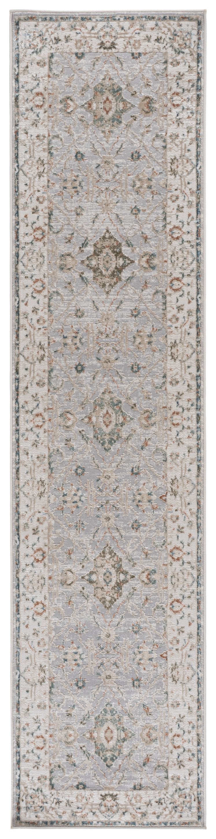 Safavieh Maven Round Area Rug In Grey And Ivory Blue — Power‑Loomed Turkish Low‑Profile Traditional Elegance 6'-7" x 6'-7" MAV774F-7R