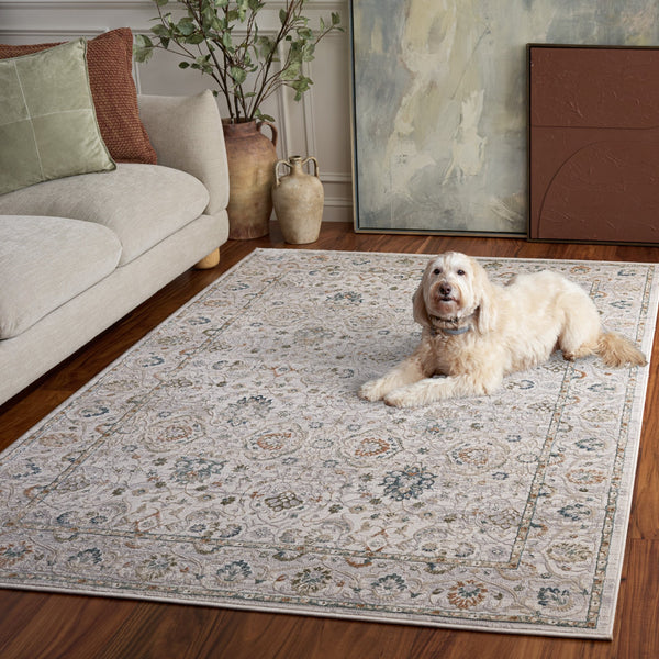 Safavieh Maven Elegant Ivory & Grey-Blue Area Rug — Low-Profile Power-Loomed Durability, Stain-Resistant Comfort 4'-0" x 6'-0" MAV776A-4