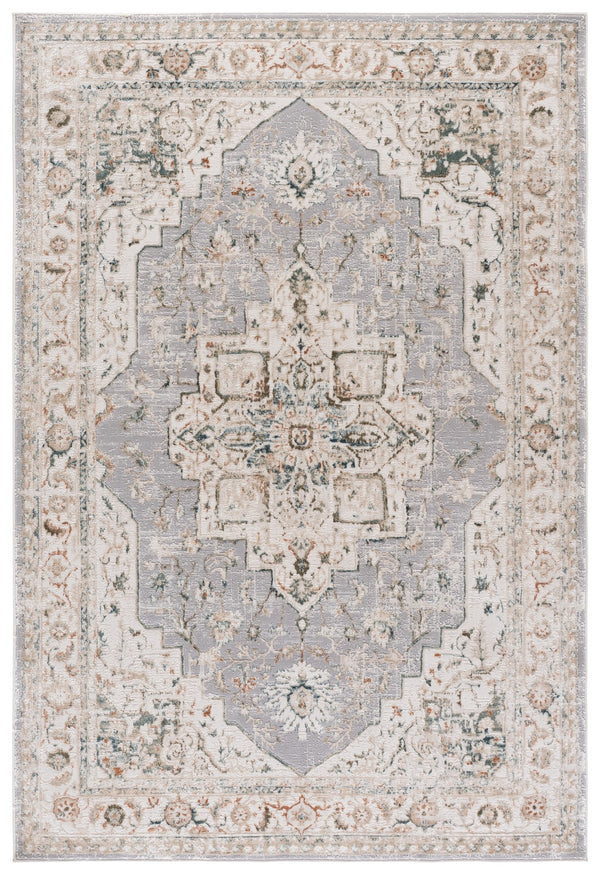 Safavieh Maven Round Area Rug Ivory Grey-Blue Traditional Power-Loomed Turkey Soft Low-Profile Durable Elegance 6'-7" x 6'-7" MAV778A-7R