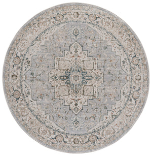 Safavieh Maven Round Area Rug Ivory Grey-Blue Traditional Power-Loomed Turkey Soft Low-Profile Durable Elegance 6'-7" x 6'-7" MAV778A-7R