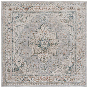 Safavieh Maven Ivory And Grey-Blue Area Rug — Low-Profile Power-Loomed Design, Durable Stain-Resistant Fibers, Turkish Craftsmanship 6'-7" x 6'-7" MAV778A-7SQ
