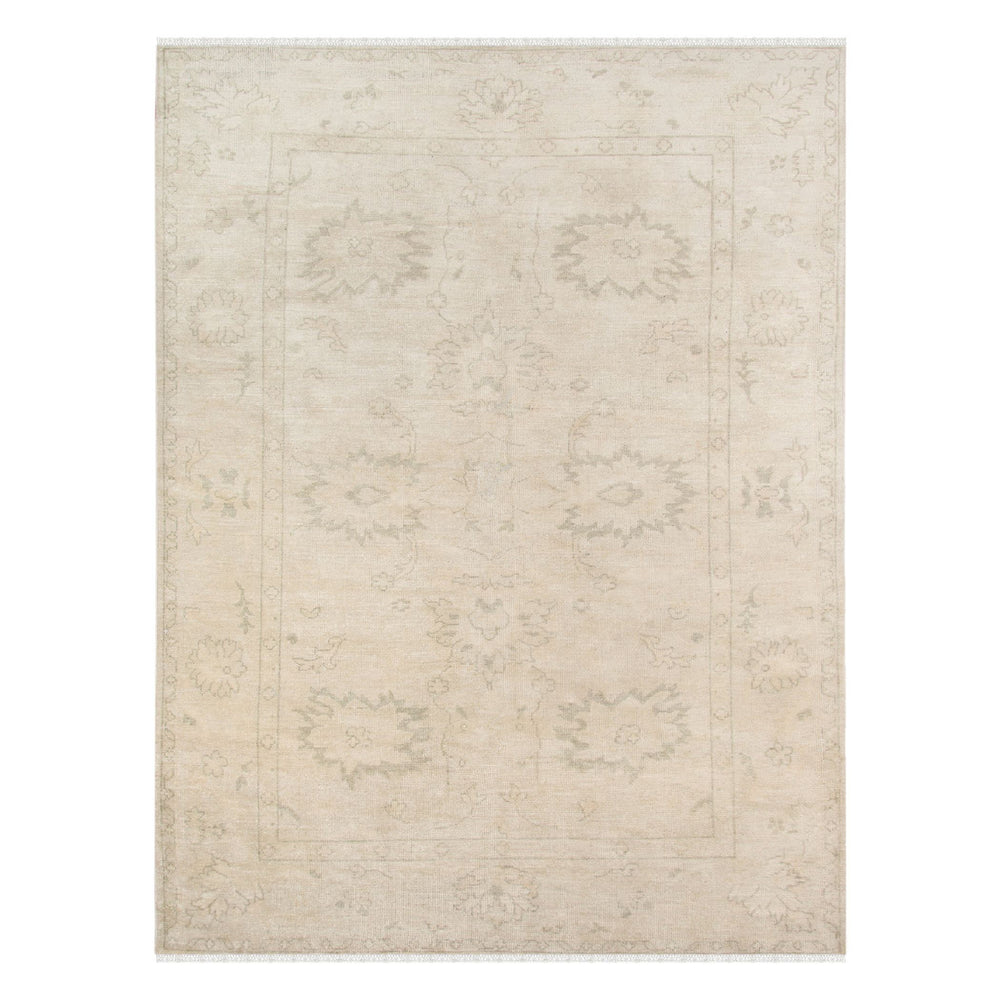 AMER Rugs Maya Hand-knotted Wool Viscose Area Rug Distressed Silver Bordered Accent MAY10203