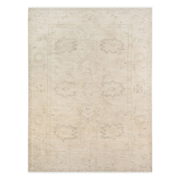 AMER Rugs Maya Hand-knotted Wool Viscose Area Rug Distressed Silver Bordered Accent MAY10203