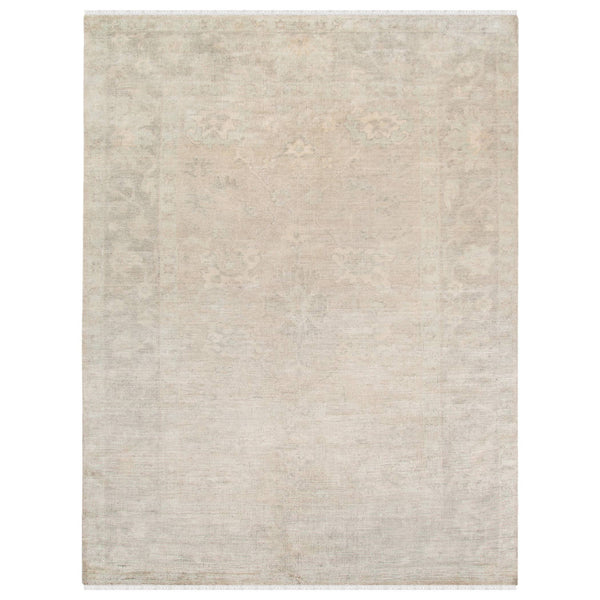 AMER Rugs Maya Hand-knotted New Zealand Wool Viscose Ivory Rug with Silver Washed Patina MAY40203