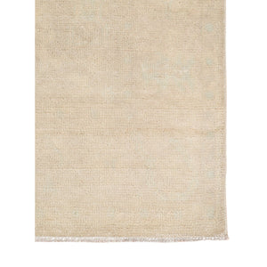 Maya Hand-knotted Wool Viscose Area Rug Vintage Distressed Border for Entryways