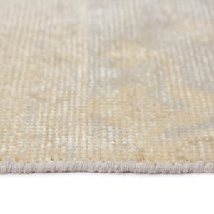 Maya Hand-knotted Wool Viscose Area Rug Vintage Distressed Border for Entryways