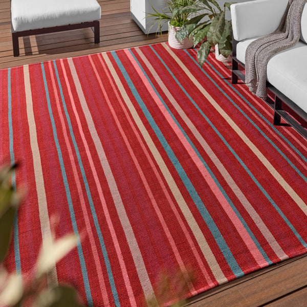 Jaipur Living Vibe Handwoven Flatweave Cabana Stripe Polyester Indoor Outdoor Rug for Entryways RUG158138
