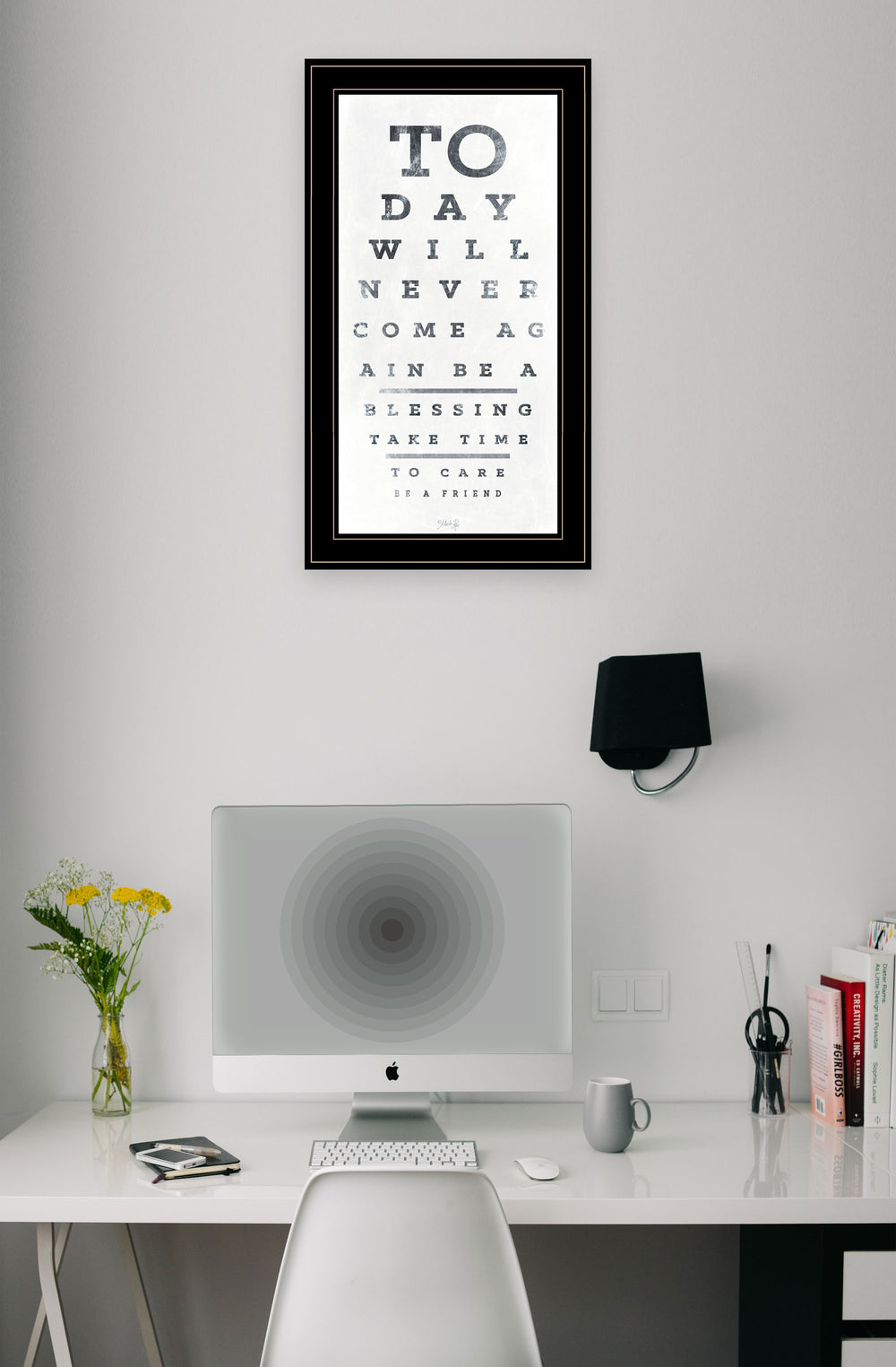 English Elm "eye Chart" Typographic Framed Print Matte Black Wood Gallery Wall Art Decor B06788679