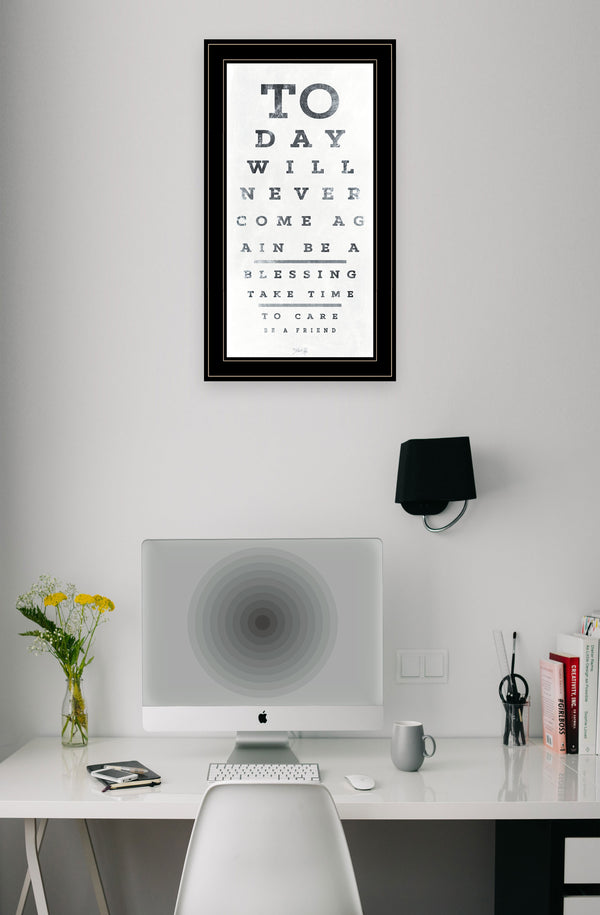 English Elm "eye Chart" Typographic Framed Print Matte Black Wood Gallery Wall Art Decor B06788679