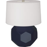 Robert Abbey Midnight Franklin Table Lamp Midnight Blue Glazed Ceramic Oyster Linen Shade