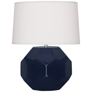 Robert Abbey Midnight Franklin Table Lamp Midnight Blue Glazed Ceramic Oyster Linen Shade