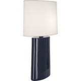 Robert Abbey Midnight Victor Table Lamp Midnight Blue Glazed Ceramic Oval Ascot White Fabric Shade