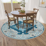 Dalyn Rugs Marbella MB1 Machine Made 100% Polyester Traditional Rug Indigo 8' x 8' MB1IN8RO
