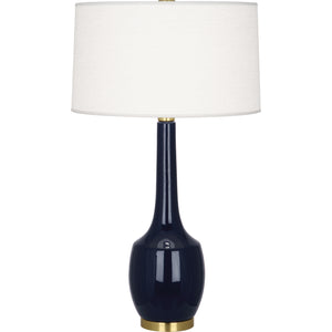 Robert Abbey Midnight Delilah Table Lamp Midnight Blue Glazed Ceramic Oyster Linen Shade With Self-Fabric Top And Bottom Diffuser