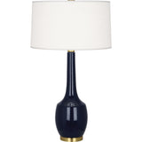 Robert Abbey Midnight Delilah Table Lamp Midnight Blue Glazed Ceramic Oyster Linen Shade With Self-Fabric Top And Bottom Diffuser