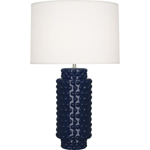 Robert Abbey Midnight Dolly Table Lamp Midnight Blue Glazed Textured Ceramic Fondine Fabric Shade