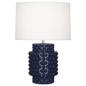 Robert Abbey Midnight Dolly Accent Lamp Midnight Blue Glazed Textured Ceramic Fondine Fabric Shade