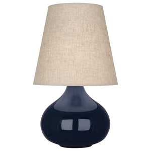 Robert Abbey Midnight June Accent Lamp Midnight Blue Glazed Ceramic Buff Linen Shade