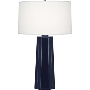 Robert Abbey Midnight Mason Table Lamp Midnight Blue Glazed Ceramic Oyster Linen Shade