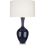 Robert Abbey Midnight Audrey Table Lamp Midnight Blue Glazed Ceramic Fondine Fabric Shade