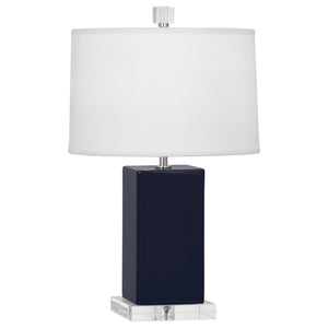 Robert Abbey Midnight Harvey Accent Lamp Midnight Blue Glazed Ceramic Oyster Linen Shade With Self Fabric Top Diffuser