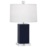 Robert Abbey Midnight Harvey Accent Lamp Midnight Blue Glazed Ceramic Oyster Linen Shade With Self Fabric Top Diffuser