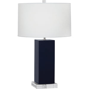 Robert Abbey Midnight Harvey Table Lamp Midnight Blue Glazed Ceramic Oyster Linen Shade