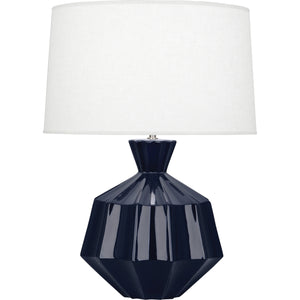 Robert Abbey Midnight Orion Table Lamp Midnight Blue Glazed Ceramic Oyster Linen Shade With Self Fabric Top Diffuser