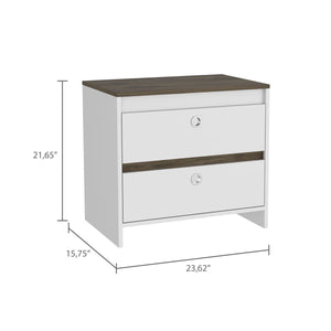 English Elm Otom Slim Two-tone Nightstand with Open Shelf and Push Drawer for Modern Bedrooms B07092045