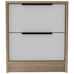English Elm Kaia Nightstand with Two Smooth-Glide Drawers, Compact Scratch-Resistant Particleboard Bedside Table Multicolor 21.7 L x 20.5 W x 6.7 H B20092066