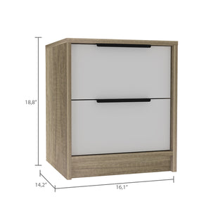 English Elm Kaia Nightstand with Two Smooth-Glide Drawers, Compact Scratch-Resistant Particleboard Bedside Table Multicolor 21.7 L x 20.5 W x 6.7 H B20092066