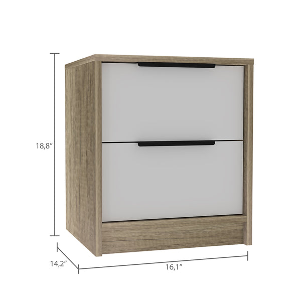 English Elm Kaia Nightstand with Two Smooth-Glide Drawers, Compact Scratch-Resistant Particleboard Bedside Table Multicolor 21.7 L x 20.5 W x 6.7 H B20092066