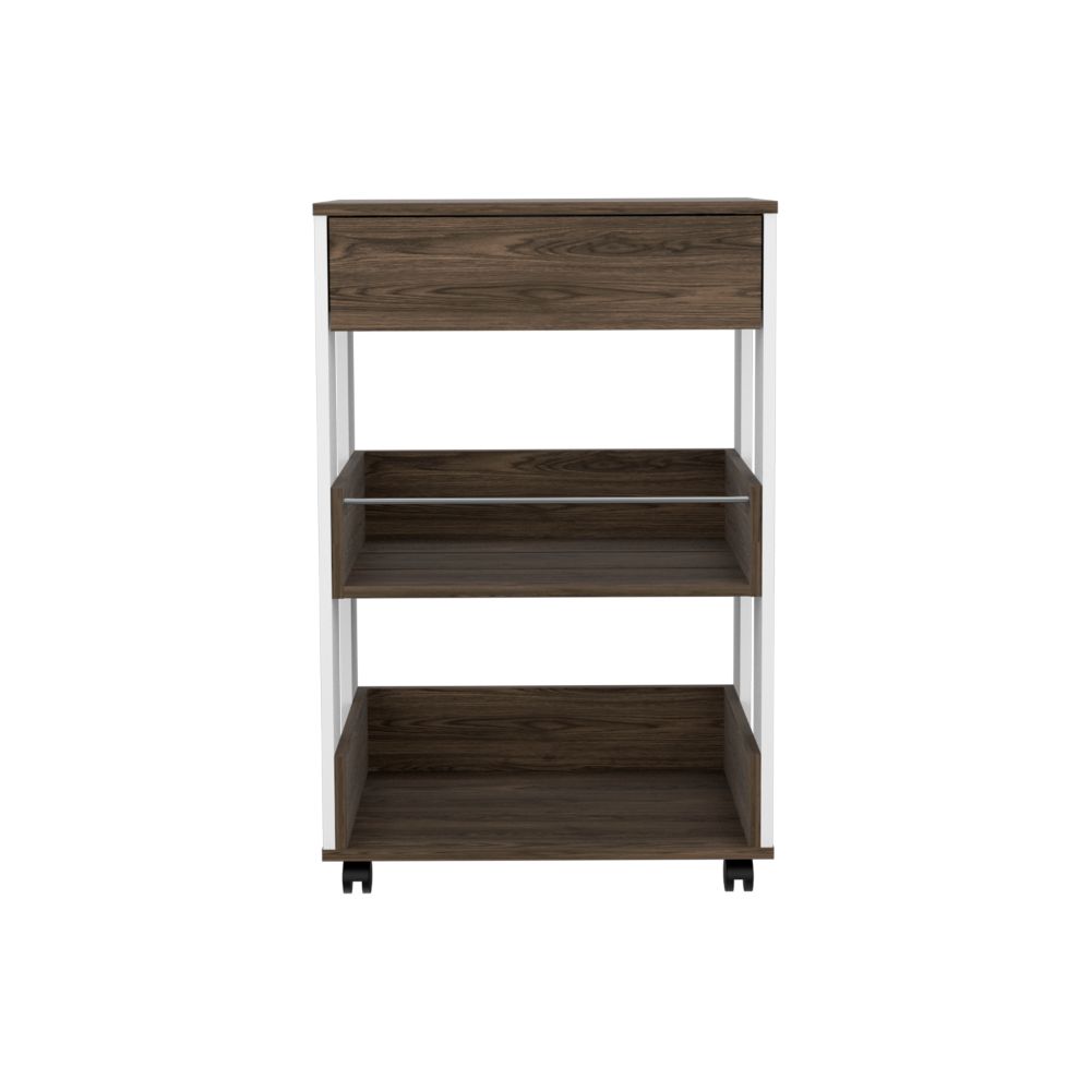 English Elm Modern Kitchen Cart Mobile Microwave Stand with One-Door Cabinet, Side Shelf, Four Casters, Sleek Design and Durable Construction for Small Spaces Multicolor 36.22 L x 26.37 W x 5.12 H B097133134