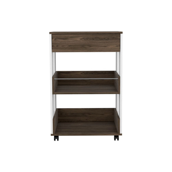 English Elm Modern Kitchen Cart Mobile Microwave Stand with One-Door Cabinet, Side Shelf, Four Casters, Sleek Design and Durable Construction for Small Spaces Multicolor 36.22 L x 26.37 W x 5.12 H B097133134