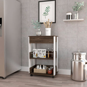 English Elm Modern Kitchen Cart Mobile Microwave Stand with One-Door Cabinet, Side Shelf, Four Casters, Sleek Design and Durable Construction for Small Spaces Multicolor 36.22 L x 26.37 W x 5.12 H B097133134