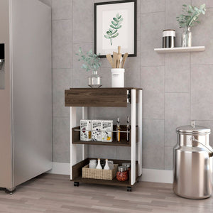 English Elm Modern Kitchen Cart Mobile Microwave Stand with One-Door Cabinet, Side Shelf, Four Casters, Sleek Design and Durable Construction for Small Spaces Multicolor 36.22 L x 26.37 W x 5.12 H B097133134