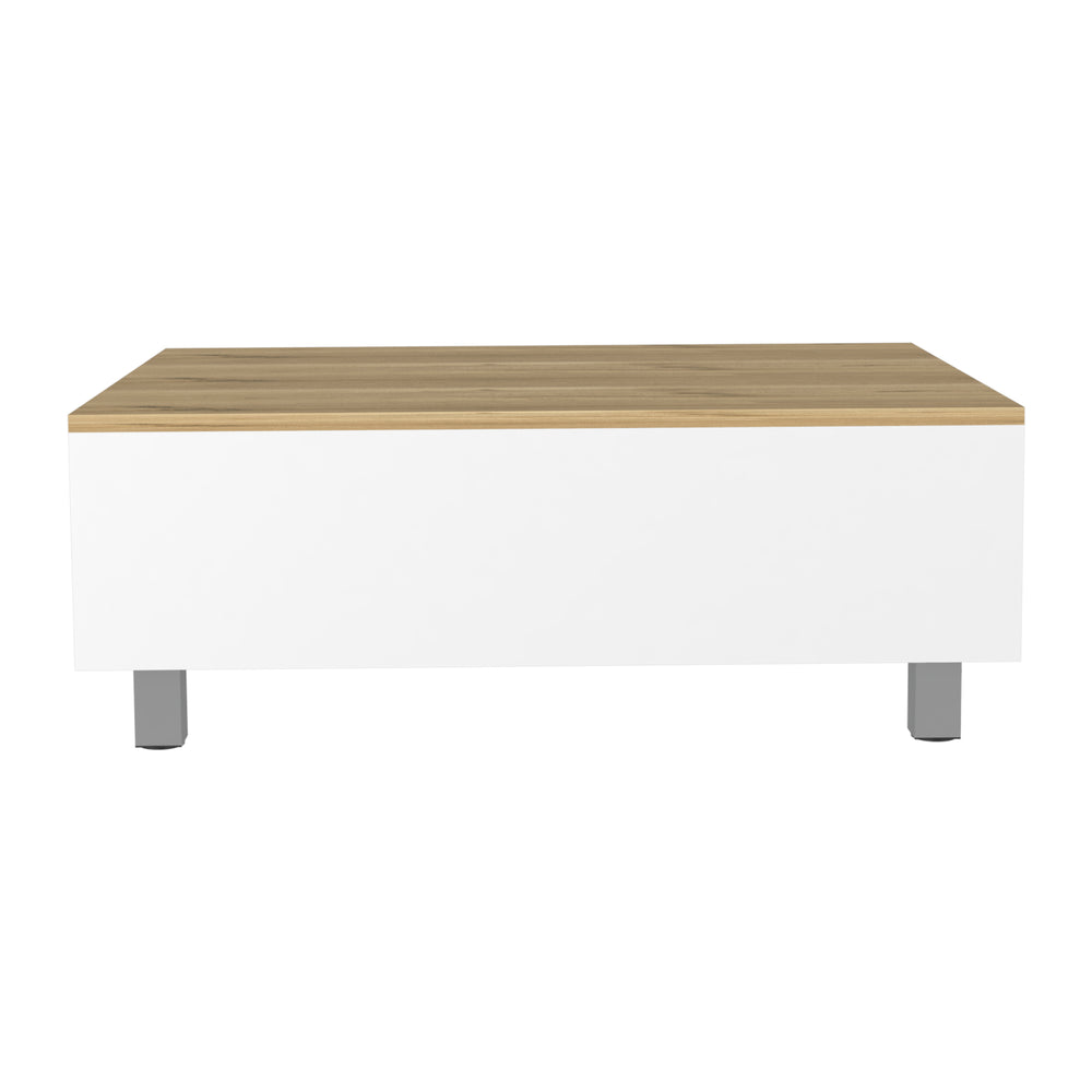 English Elm Gambia Lift Top Coffee Table White/Light Oak with Hidden Storage, 4-Leg Compact Modern Design B07091866
