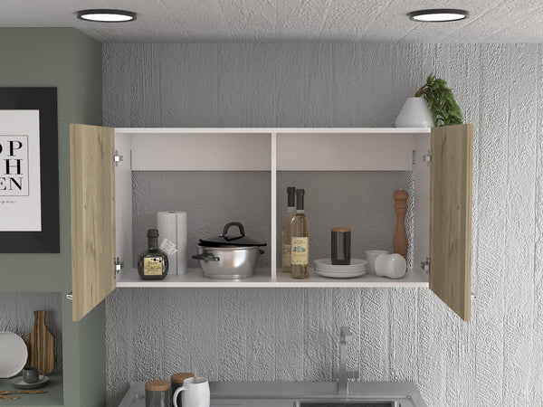 English Elm Napoles Wall Cabinet with Two Adjustable Shelves and Soft-Close Double Doors for Sleek Storage Solutions Multicolor 42.9 L x 24 W x 4.3 H B07092042