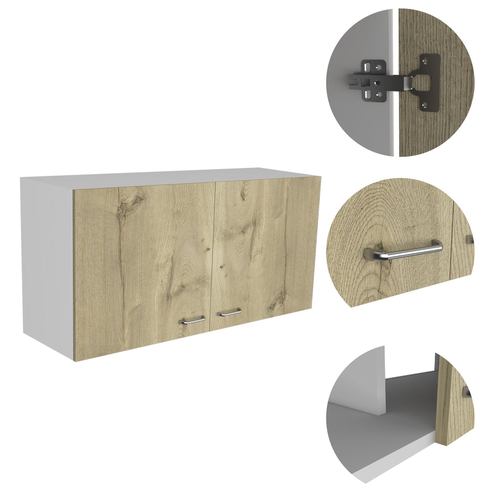 English Elm Napoles Wall Cabinet with Two Adjustable Shelves and Soft-Close Double Doors for Sleek Storage Solutions Multicolor 42.9 L x 24 W x 4.3 H B07092042
