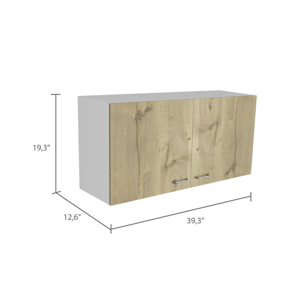 English Elm Napoles Wall Cabinet with Two Shelves and Double Doors for Space-Saving Kitchen Bath Laundry Storage Multicolor 42.9 L x 24 W x 4.3 H B20092042