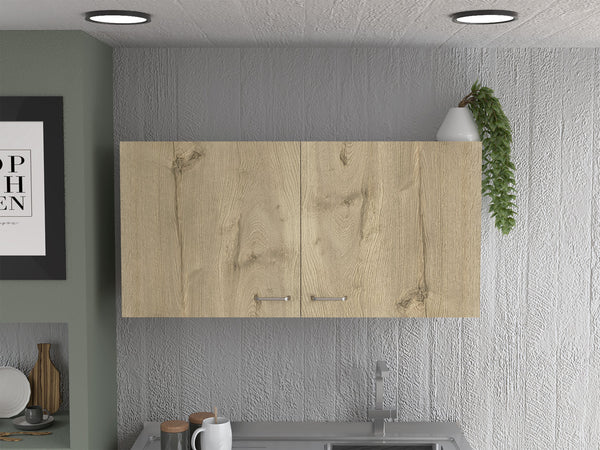 English Elm Napoles Wall Cabinet with Two Adjustable Shelves and Soft-Close Double Doors for Sleek Storage Solutions Multicolor 42.9 L x 24 W x 4.3 H B07092042