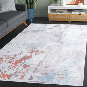 Safavieh Malibu Contemporary Abstract Area Rug - Stylish, Durable, And Easy-care Design For Modern Spaces Ivory ,Rust Polyester Mbu843a-6sq